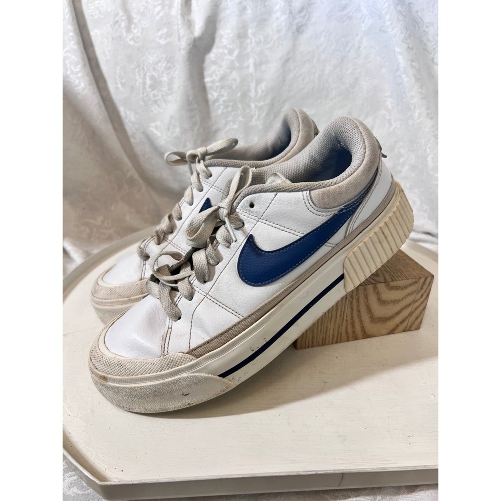 Nike Court Legacy Lift White Navy Blue Platform Sneakers DM7590-104 Mens 9.5